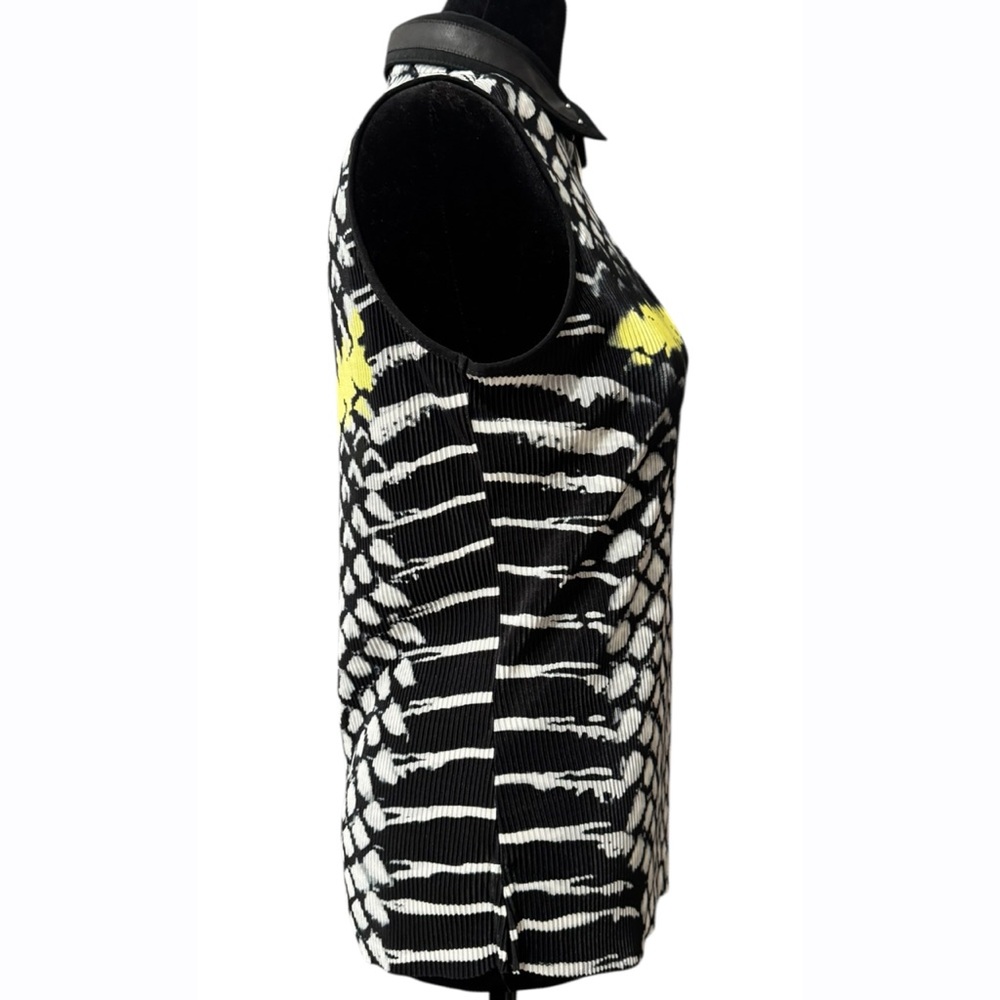 Jamie Sadock Sleeveless Golf Top Zip Mock Neck Black White Print Small - Picture 3 of 8